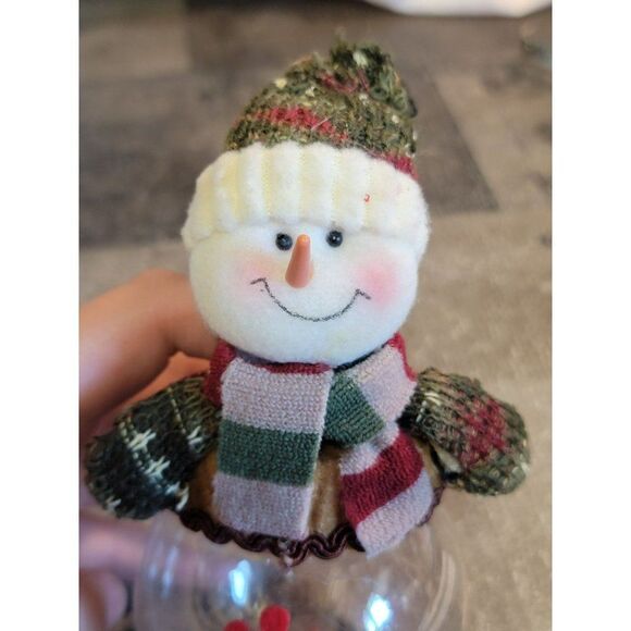 Plush Snowman mini container Xmas decor - Picture 2 of 5